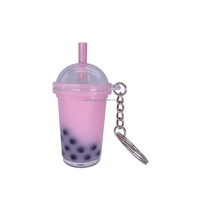 Porte-clés en acrylique mignon en forme de glace, porte-clés créatif en caoutchouc 3D, pendentif en forme de tasse, porte-clés en forme de boisson à bulles Boba, bibelots cadeaux en PVC