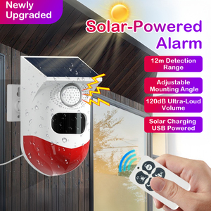 Sirène d'alarme solaire extérieure autonome KERUI avec détection infrarouge PIR, alarme de sécurité pour maison et ferme, haute décibels, longue portée - Product Image 2