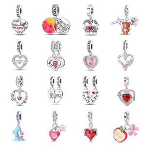Colgantes de Corazón Romántico con Alas, Plata <span class=keywords><strong>925</strong></span>, Diseño Esmaltado con Efecto Goteo de Aceite, Abalorios de Moda DIY para Pulseras de Mujer - Product Image 1