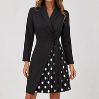 Fabricant de robes sur mesure, vêtements personnalisés, blazer noir, robe de bureau à pois pour femmes, robes plissées