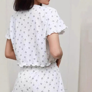 Conjunto de Pijama Personalizado para Mujer, Shorts de Poliéster Suave con Estampado Gráfico, Cuello Redondo, Manga Corta, Ropa de Dormir, Impresión Digital con Logotipo - Product Image 5