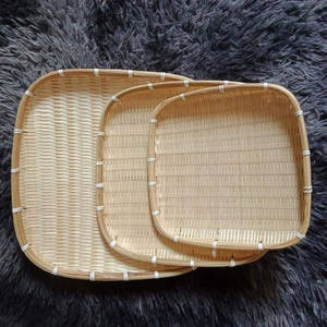 ตะกร้าไม้ไผ่สานแบบโค้งสำหรับใส่ของ,ตะกร้าไม้ไผ่สานแบบตื้นทำจากไม้ไผ่ - Product Image 4