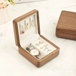 Black Walnut Solid Wood Jewelry Box Rectangle Earring <b>Ring</b> Necklace <b>Storage</b> Wooden Box Jewelry Packaging - Product Image 2