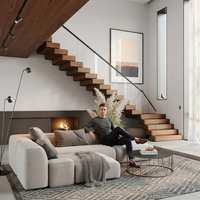 ACE Escalier intérieur moderne personnalisé pour villa, en bois et verre, style traditionnel empilé/flottant, fabriqué en Chine, Guangdong