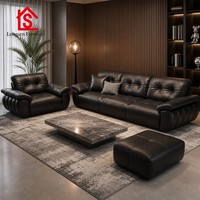 Ensembles de canapés en cuir véritable minimalistes modernes pour une décoration de salon de luxe avec des lignes élégantes et des sièges confortables, vente en gros