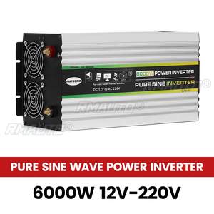 Convertidor de 12V a 220V de 5000W/6000W, Inversor de Corriente de Onda Sinusoidal Pura, Pantalla Digital LCD Dual, 2 Tomas de Corriente, Múltiples Funciones de Protección - Product Image 1