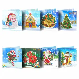 بطاقات عيد الميلاد ثلاثية الأبعاد ، مجموعات رسم ماسية للأطفال والكبار ، بطاقات هدايا تحية لحفلات الزفاف