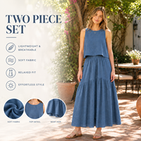 Ensemble deux pièces personnalisé pour femme : Crop top sans manches et jupe longue à volants – Vente en gros, OEM, Marque privée, Grandes tailles