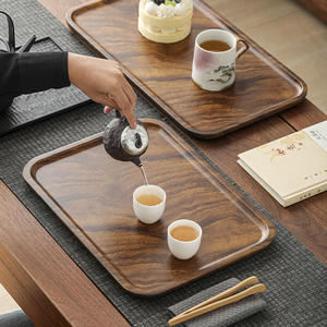 Plateau à thé/plateau pour service à thé en bois de noyer noir d'Amérique du Sud, table à thé rectangulaire pour la maison, plateau rétro en bois massif, plateau en bois pour le thé sec - Product Image 2
