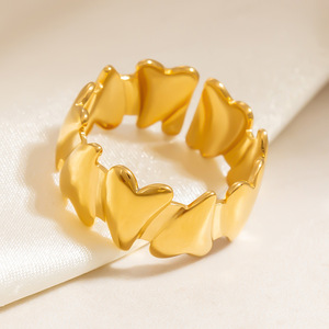 Heart Shape <b>Titanium</b> Steel <b>Rings</b> For Women 18K Gold Plated Minimalist Design Gift Jewelry Irregular Pattern Fashion <b>Ring</b> - Product Image 2