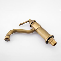 Grifo de Lavabo Retro de Latón Macizo Dorado Antiguo de Lujo, Monomando de Agua Fría y Caliente para Proyectos de Hoteles y Villas