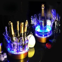 Seau à glace LED RGB personnalisé avec logo, refroidisseur à vin portable en plastique illuminé, design Art Déco pour service VIP en boîte de nuit et bar