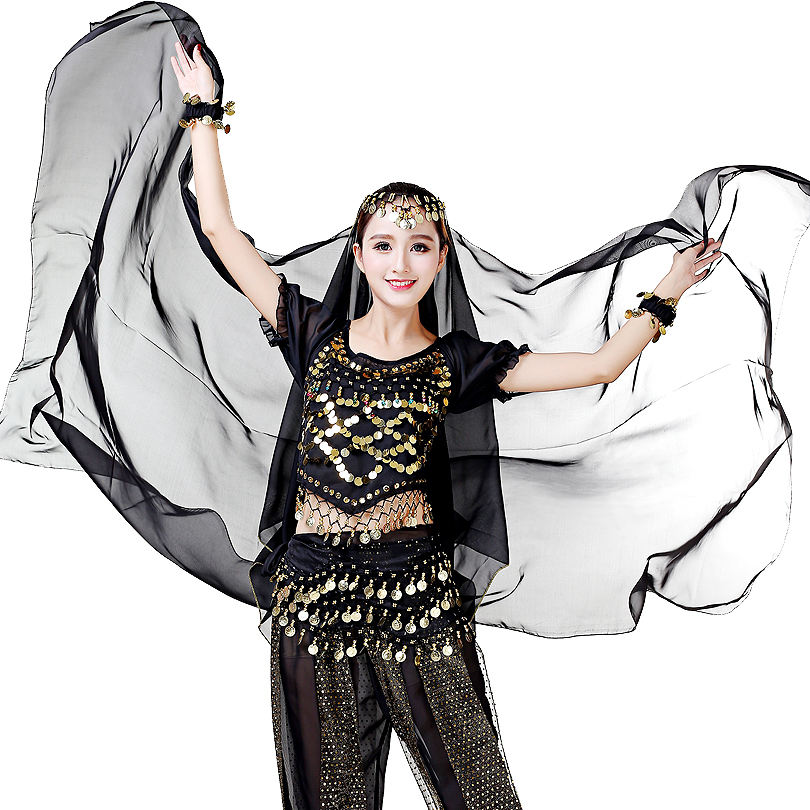 Sexy Arabic Belly Veil Girls Belly Dancing Costumes Big Shawl Performance  220cm Length 11 Colors