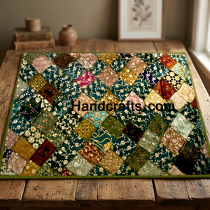 EXOTIC BEADED VINTAGE SARI TABLE SPREAD CLOTH <b>TAPESTRY</b> - Product Image 3
