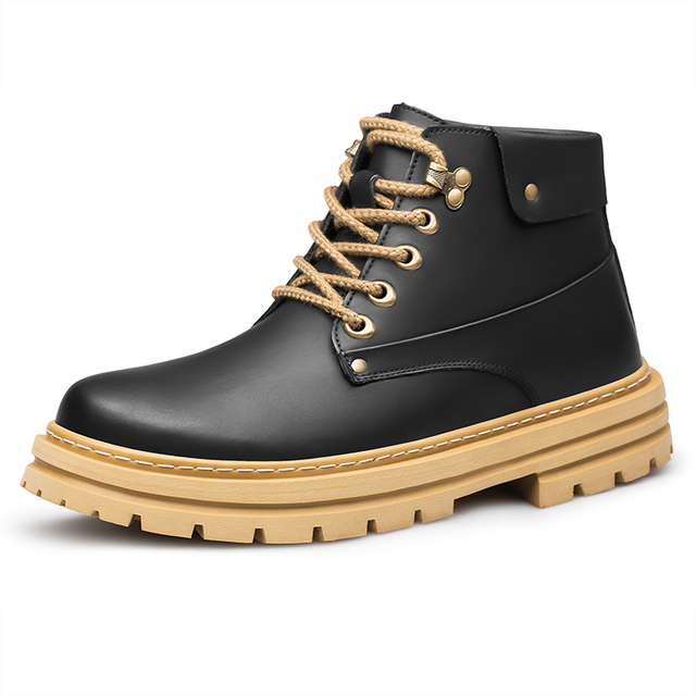 Men's Oxford Cow Leather Height Increasing Elevator Shoes with Rubber Outsole PVC Insoles Mesh Lining High Top Plus Size 37-46