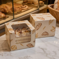 Boîte à pâtisserie en carton plat, résistante à la graisse, emballage de boulangerie pour l'exportation, fourniture en marque blanche, approvisionnement en gros pour l'exportation