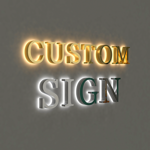 <span class=keywords><strong>Enseigne</strong></span> lumineuse personnalisée en acier inoxydable poli avec logo de l'<span class=keywords><strong>entreprise</strong></span> - Product Image 3