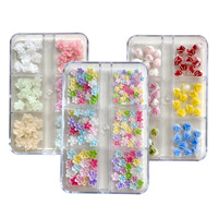 Décorations d'ongles 3D à 6 grilles, fleurs colorées, tulipes à cinq pétales, tournesols en strass – Best-seller transfrontalier