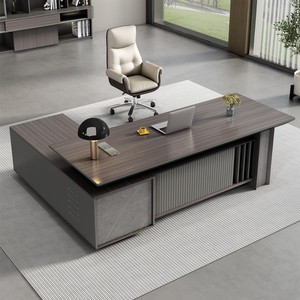 Unique Shape Luxury Boss Office <strong>Desk</strong> Modern Furniture L-Shaped <strong>Table</strong> <strong>Desk</strong> Soft Closing Wire Cord Manager Sockets Boss <strong>Desk</strong> - Product Image 2