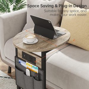 C a forma di tavolo con stazione di ricarica piccolo per divano vassoio <span class=keywords><strong>TV</strong></span> scivolo sotto divano tavolo con struttura in metallo per soggiorno camera da letto - Product Image 6