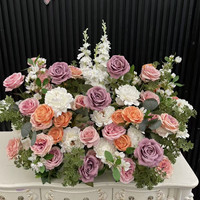 PPS Vente en gros de chemin de table en soie personnalisé, arrangement floral artificiel romantique rose et violet, centre de table pour décoration de mariage