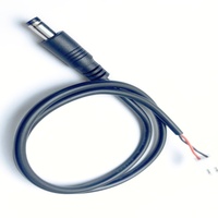 Câble Pigtail DC5521 5.5*2.1mm Mâle vers Fils Nus Rouge et Noir, Isolation PVC, Cuivre Nu, 2 Conducteurs, Alimentation 12V DC