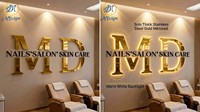 Letrero de Recepción Personalizado con Logotipo, Letrero Acrílico con Retroiluminación LED 3D, Letras con Canal Dorado, Logotipo Iluminado con LED para Negocios