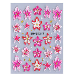 Autocollants pour <span class=keywords><strong>ongles</strong></span> TSZS élégants en relief 5D, orchidée, lys, rose, violet, jaune, motifs floraux, points dorés, pour la création de manucures professionnelles DIY - Product Image 5