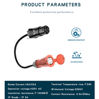 Chargeur de véhicule électrique de type 2 16A 32A 11KW 22KW, prise mâle vers prise CEE rouge 220V 380V AC 22KW 11KW pour moteur de vélo électrique