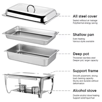 Edelstahl Hotel- und Restaurant-Buffet-Speisenwärmer 220V Brennstoffbeheiztes Bain-Marie Holzpfanne Günstiger Chafing Dish zur Aufbewahrung