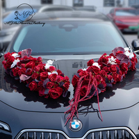 Décoration de voiture de mariage personnalisée fleurs avant bienvenue disposition de l'équipe fleurs artificielles fleurs de voiture finies avec ventouses