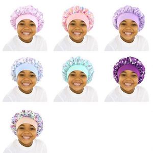 Accessoires capillaires en satin personnalisés avec logo pour enfants, bébés, bonnets de dessin animé, bande élastique réglable, pour fêtes et plage, vente en gros - Product Image 2