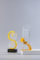 Trofeo de Campeón de Deportes Extremos con Base de Metal y Cristal Geométrico, Decoración de Oficina, Pintado con Impresión UV, Forma Personalizada, Nombre