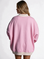 Sweatshirt Mockneck Wanita Logo Kustom Cetak HD Bordir Katun Fleece Oversized Pullover
