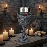 Personnalisé Ancien 3D Vintage Fantaisie Noir Gris Dragon Chinois Tasses À Vin En Acier Inoxydable Gobelets À Whisky Gobelet