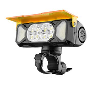 Luz Delantera para Bicicleta con Pantalla Digital, Bocina, Carga Tipo-C, Iluminación Exterior de Alto Brillo, Luz Blanca Cálida de Doble Haz, Batería