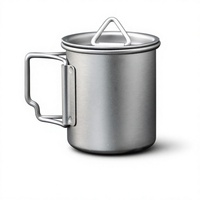 Tasse à eau, verre à vin, mug et bouteille d'eau en titane pur - Utilisation portable pour le camping en plein air et la maison avec couvercle