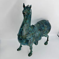 Sculpture d'art en métal de qualité musée de la dynastie Tang Statue de cheval en laiton avec glaçure Sancai classique