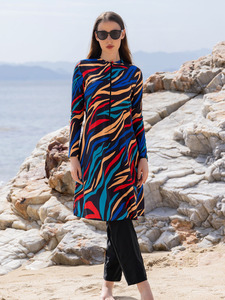 Traje de Baño Musulmán para Mujer, Burkini Estampado de Manga Larga, Ropa de Playa Modesta de Secado Rápido, Venta al Por Mayor - Product Image 2