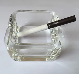 Kleine vierkante Crystal Clear Glas Asbak MH-6146