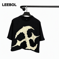 T-shirt Homme Oversize en Coton Bouclé 280g avec Broderie Appliquée Créative – Vente en Gros, Manches Courtes, Col Rond