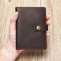 Portefeuille vintage en cuir véritable Crazy Horse, fin et mince, avec blocage RFID, porte-passeport multifonctionnel, porte-cartes de voyage
