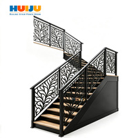 Escalier flottant préfabriqué HJ avec marches intérieures en noyer, escalier droit à fixation dissimulée