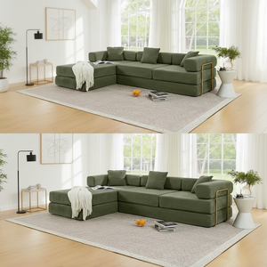 Divano Componibile a L <span class=keywords><strong>di</strong></span> Alta Qualità in Corduroy, Design Soffice, Compressione Sottovuoto, Set <span class=keywords><strong>di</strong></span> Mobili Confortevoli per Soggiorno, Vendita all'Ingrosso - Product Image 4