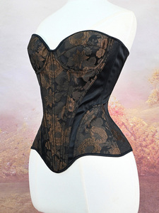 Corset élégant sans bretelles à décolleté cœur, en brocart floral, avec corsage à baleines sculptant la taille, pour bal masqué, séances photo rétro et événements du soir - Product Image 4
