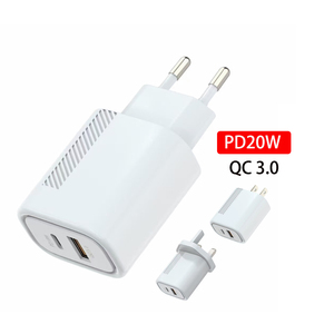 อะแดปเตอร์ไร้สายแบบชาร์จเร็ว Type C Usb,ตัวชาร์จไฟแบบเร็วคุณภาพสูง Au Uk Eu Led Multi 20W 2A PD Type C QC 3.0 QC3.0