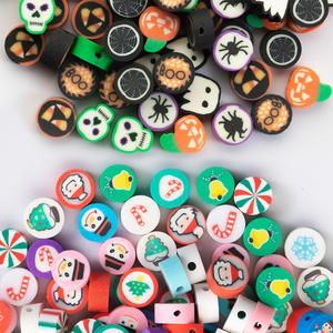 2025 nouveau Halloween poterie feuille argile épaisse noël poterie Bracelet bricolage mignon ornement accessoires perles en vrac - Product Image 1