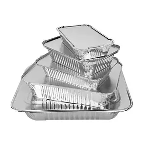 750ml aluminum foil container with flat lid aluminum foil box kebab food containers sealing lids