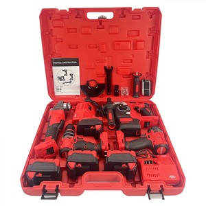 Kit combiné d'outils électriques <span class=keywords><strong>sans</strong></span> <span class=keywords><strong>fil</strong></span> 4 pièces comprenant une meuleuse d'angle, une perceuse <span class=keywords><strong>sans</strong></span> <span class=keywords><strong>fil</strong></span>, un <span class=keywords><strong>marteau</strong></span> perforateur et une clé à chocs avec batterie au lithium - Product Image 1