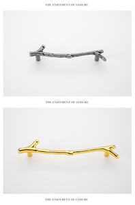 Poignée de tirage vintage de luxe moderne, design branche d'arbre argent antique, vert foncé et noir - Product Image 3